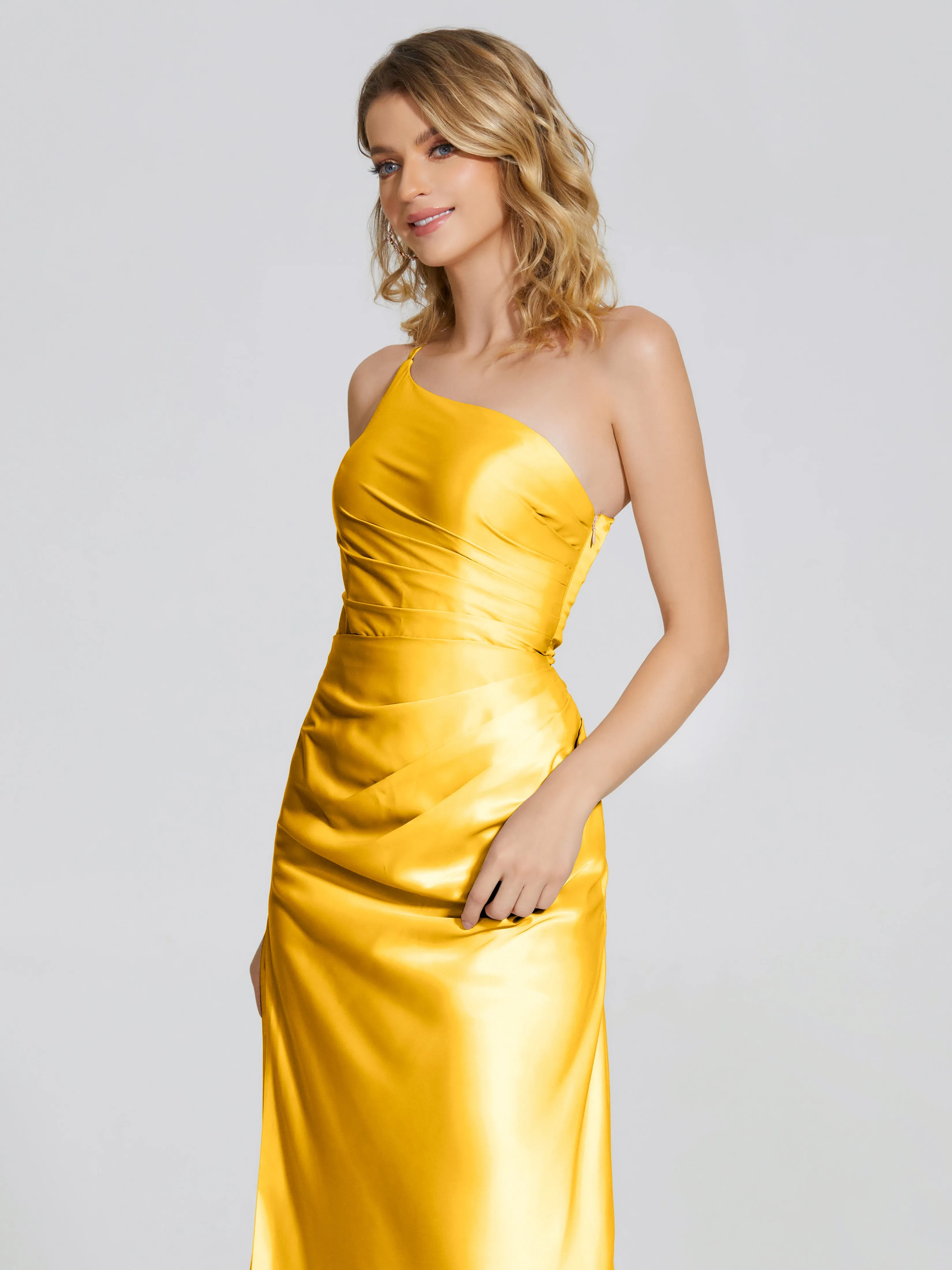 One Shoulder Soft Satin Prom Dresses