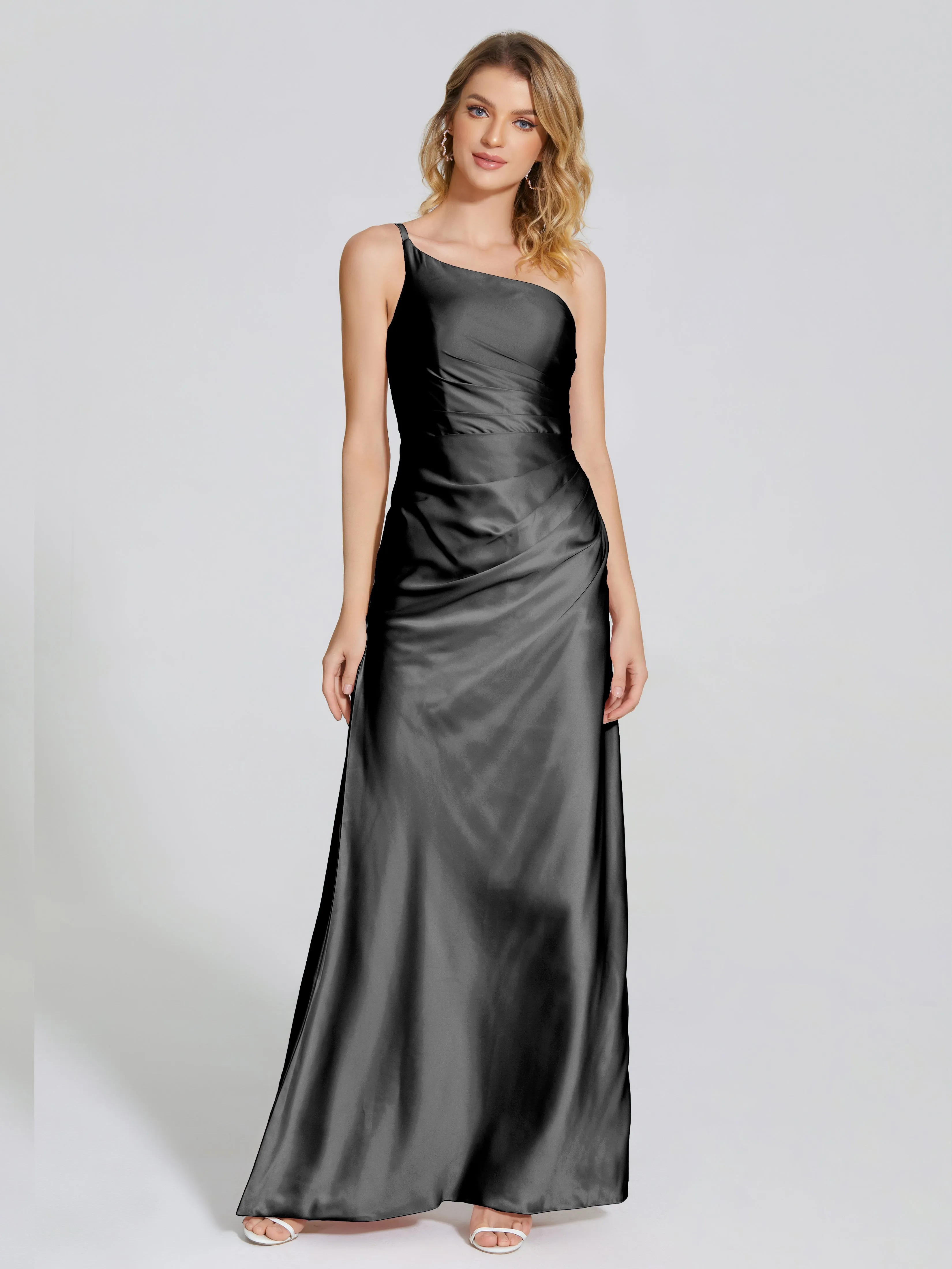 One Shoulder Soft Satin Prom Dresses