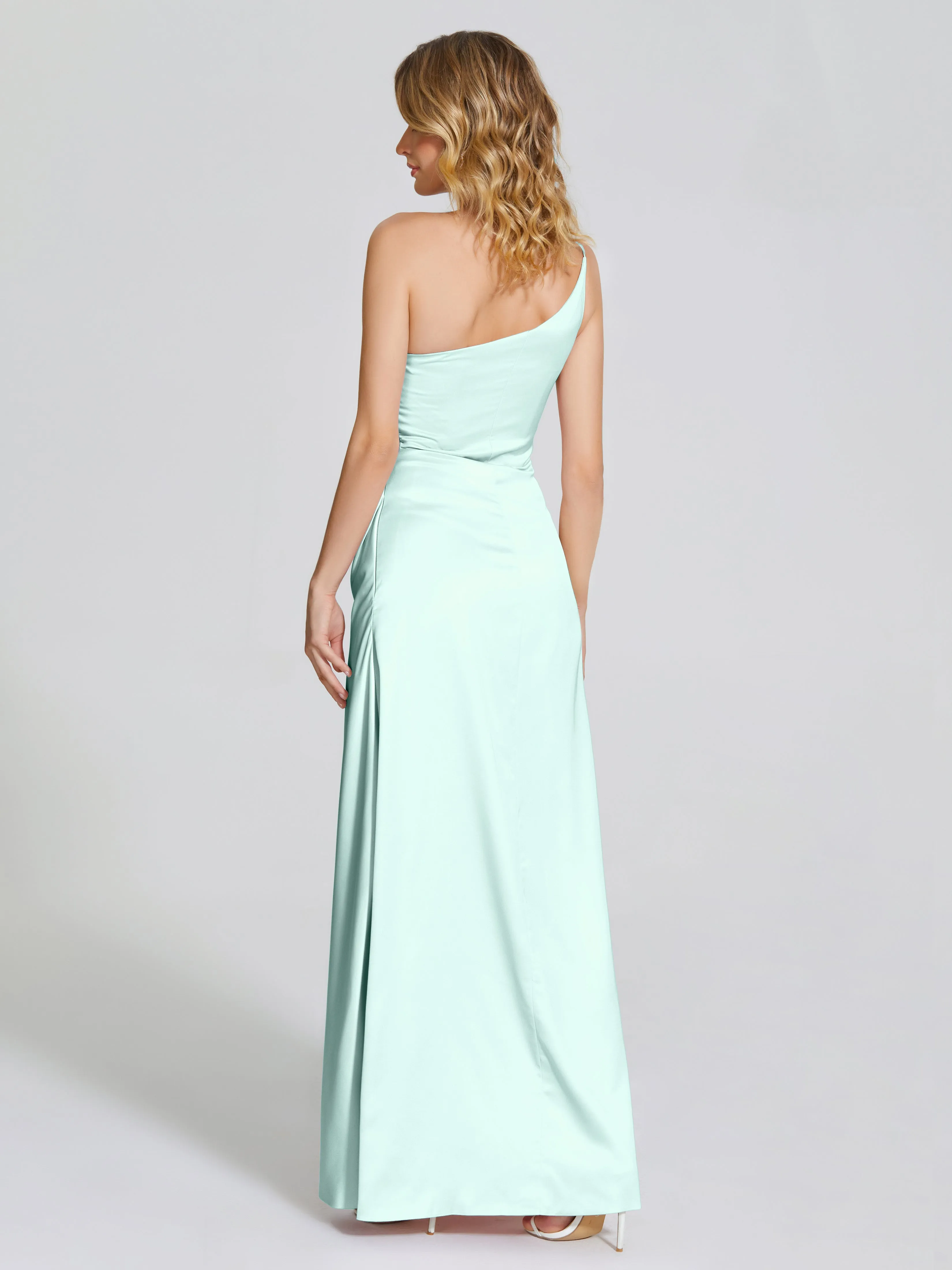 One Shoulder Soft Satin Prom Dresses