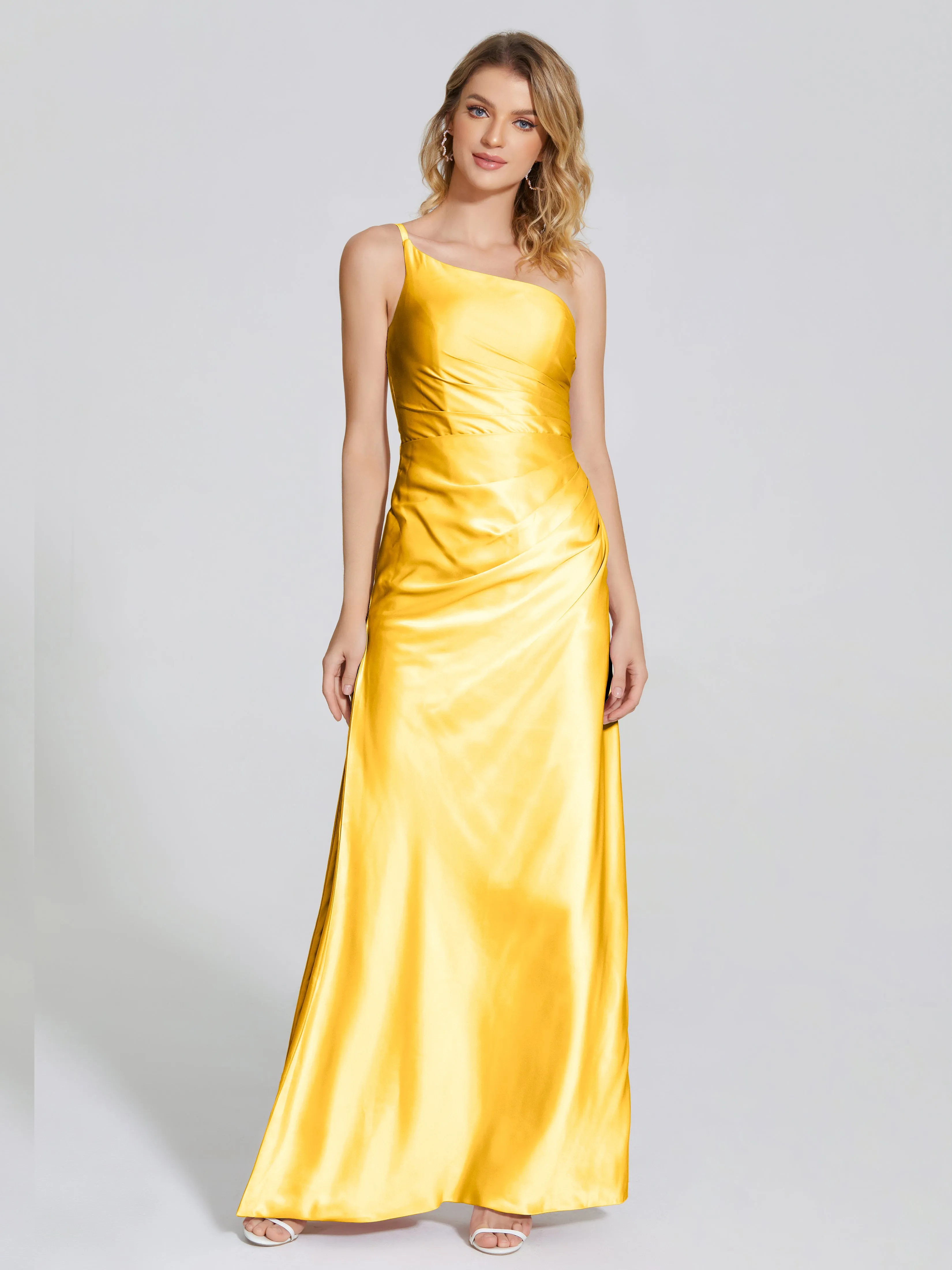 One Shoulder Soft Satin Prom Dresses