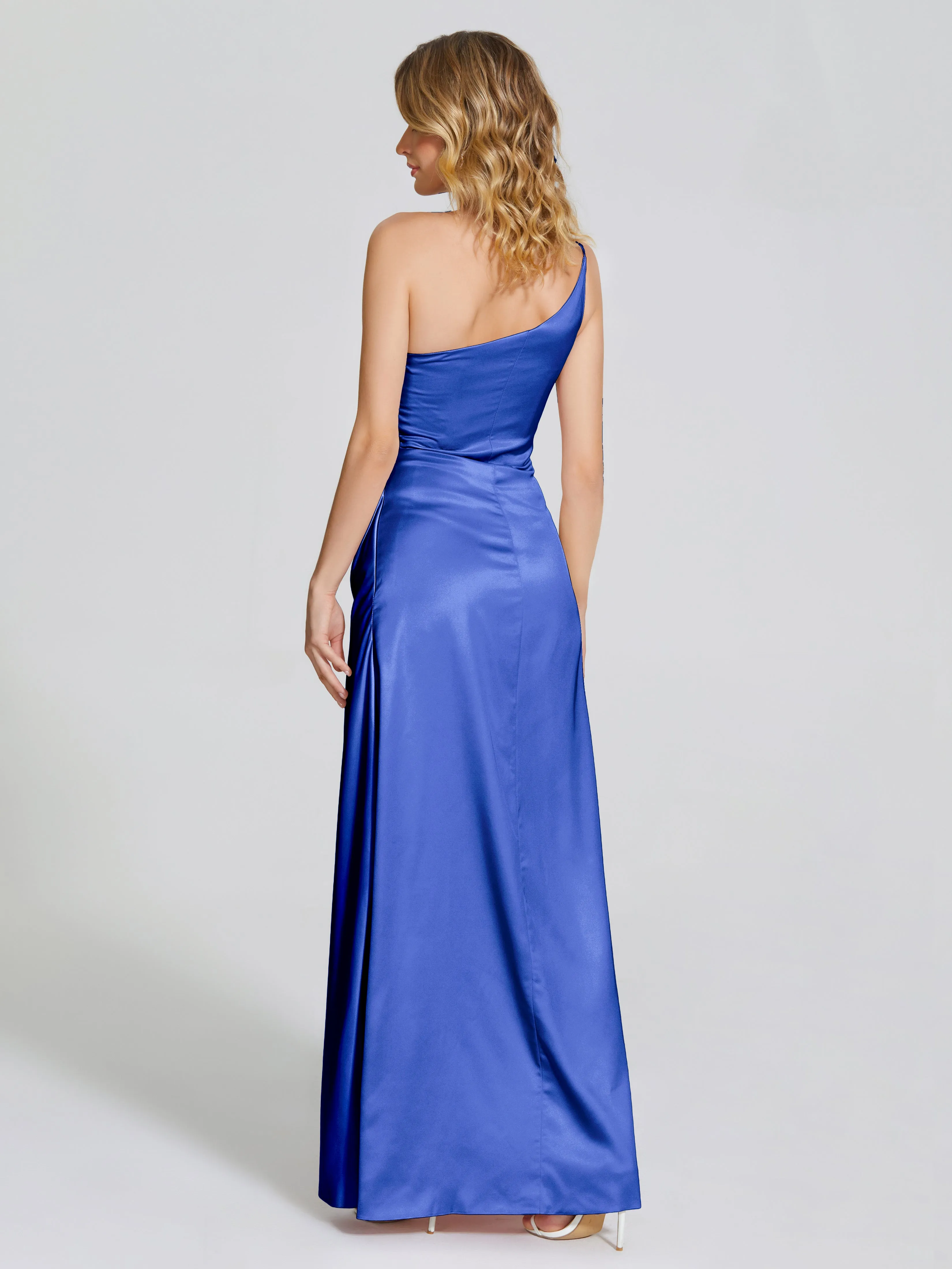 One Shoulder Soft Satin Prom Dresses