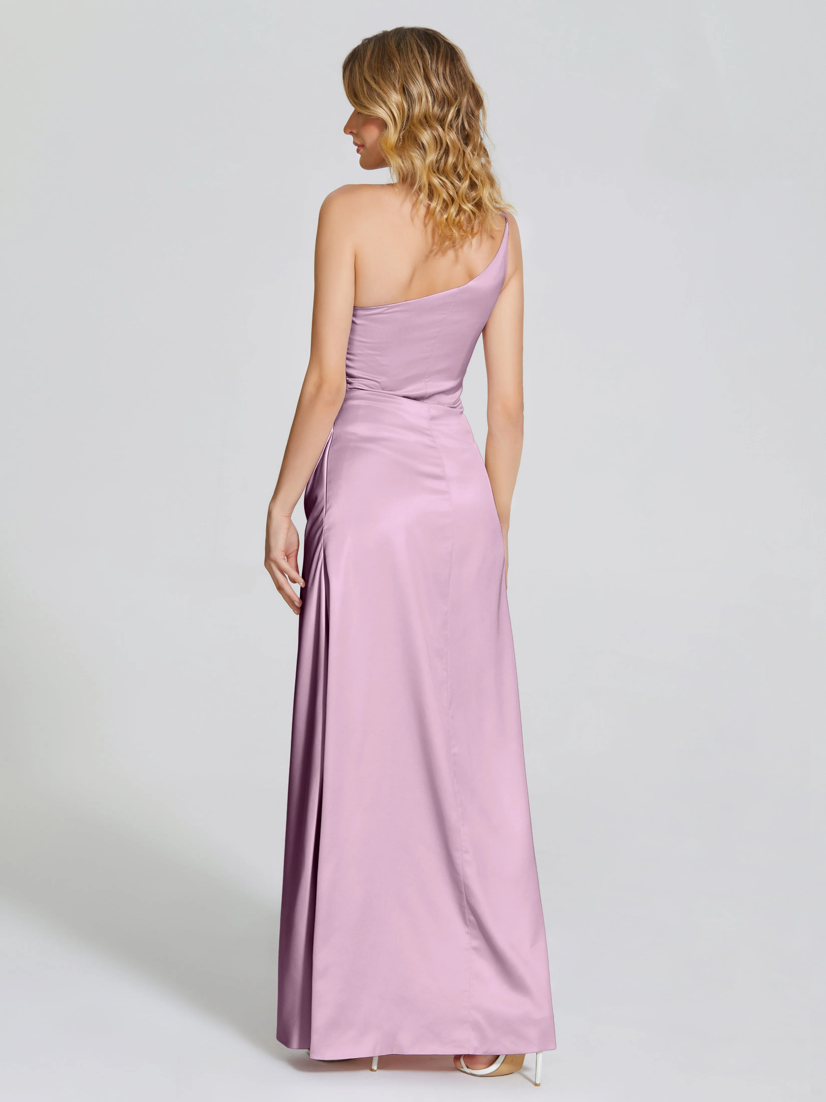 One Shoulder Soft Satin Prom Dresses