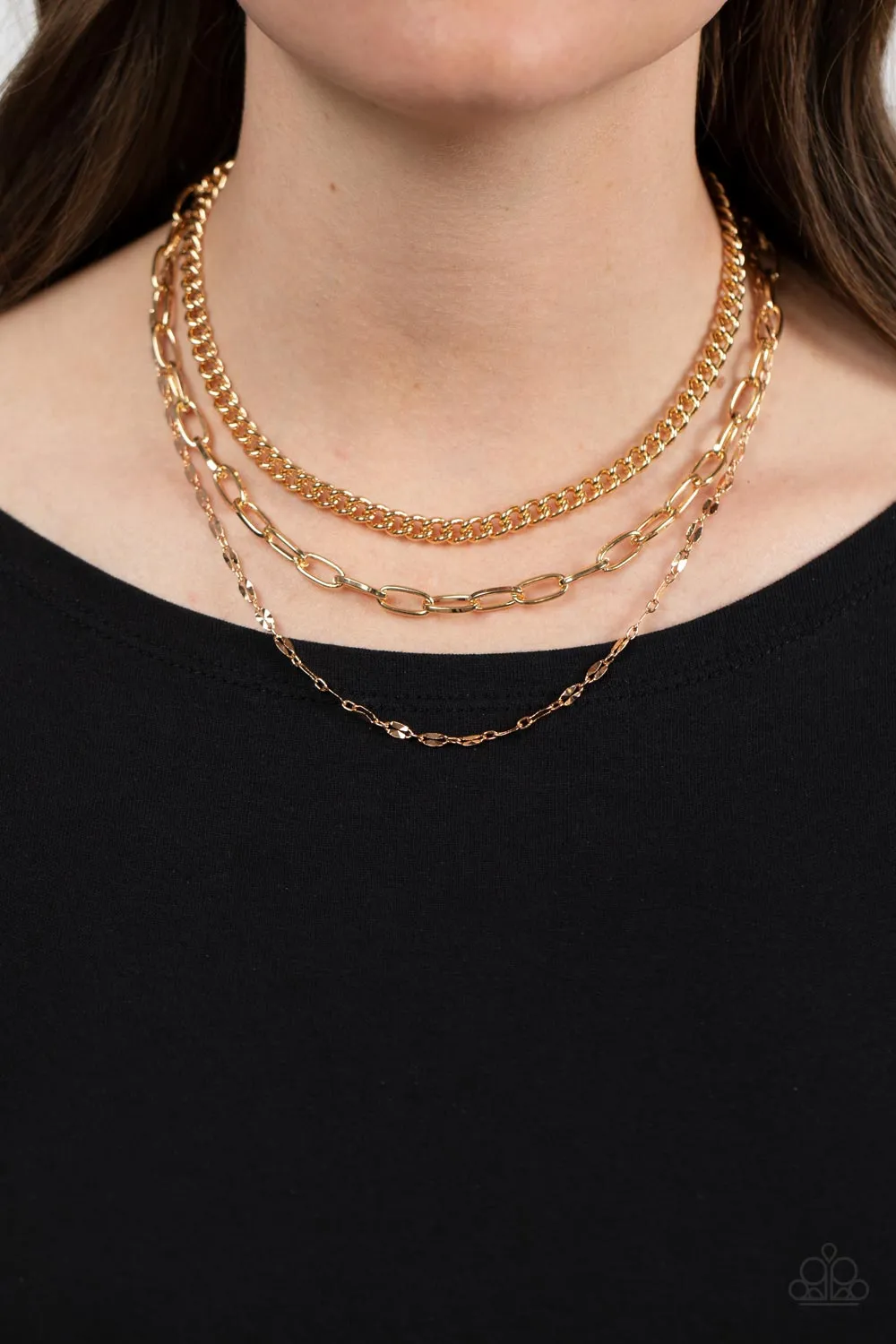 PAPARAZZI Galvanized Grit - Gold NECKLACES