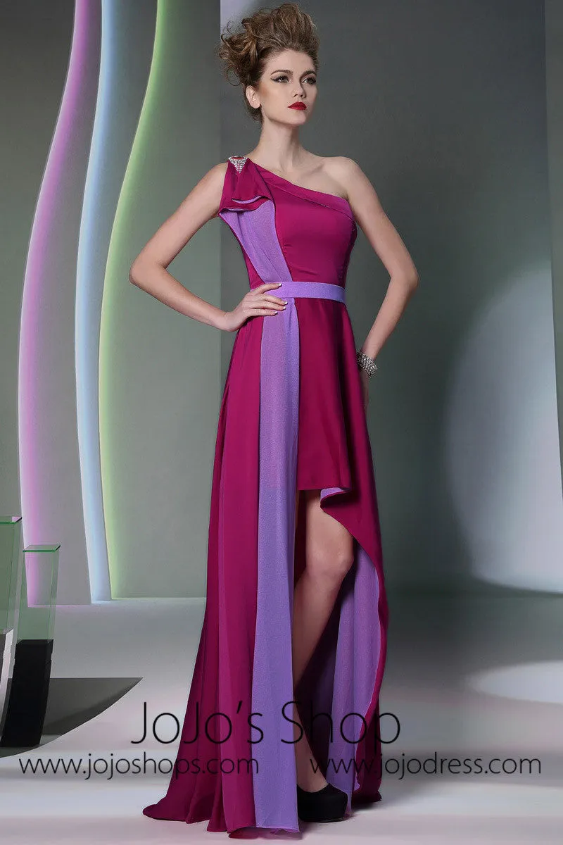 Purple Grecian One Shoulder Dress DQ830945