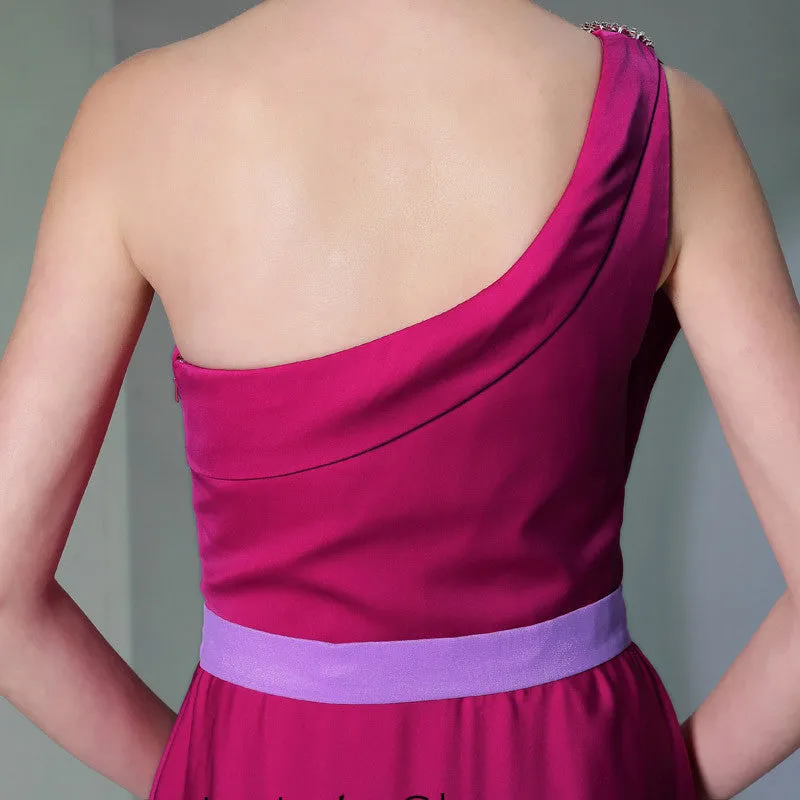 Purple Grecian One Shoulder Dress DQ830945