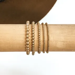 Set of Five | Beaded Bliss Bracelet Set in Matte Gold