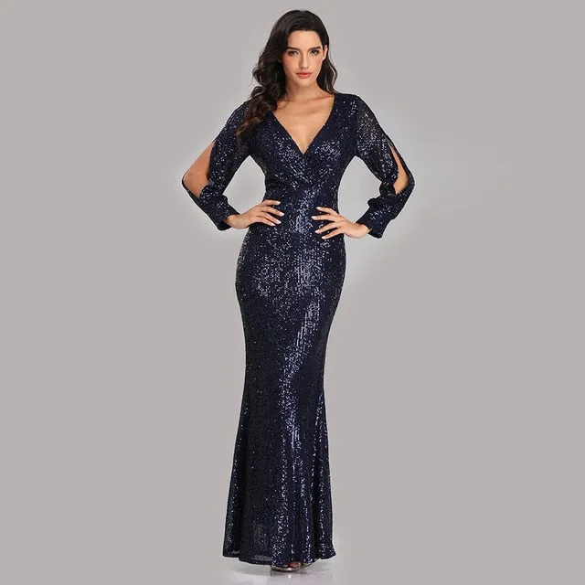 Sexy V-neck Mermaid Evening Dress