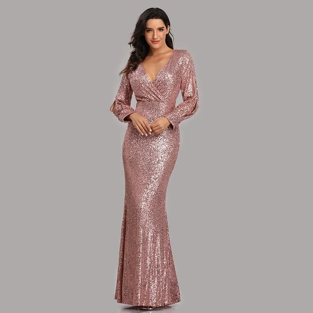 Sexy V-neck Mermaid Evening Dress