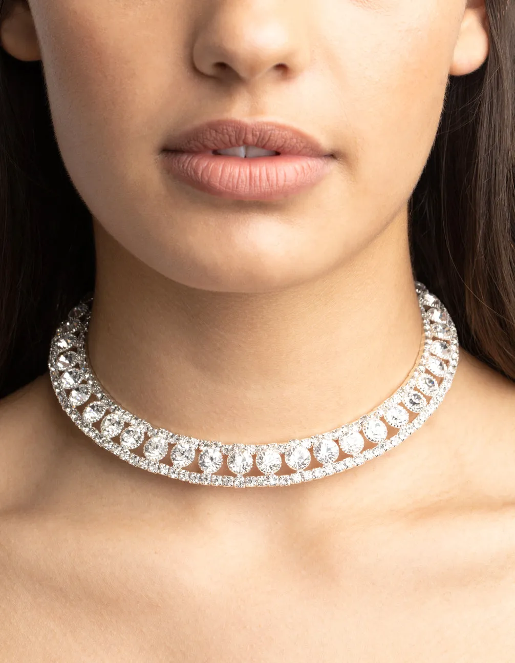 Silver Diamante Collar Choker