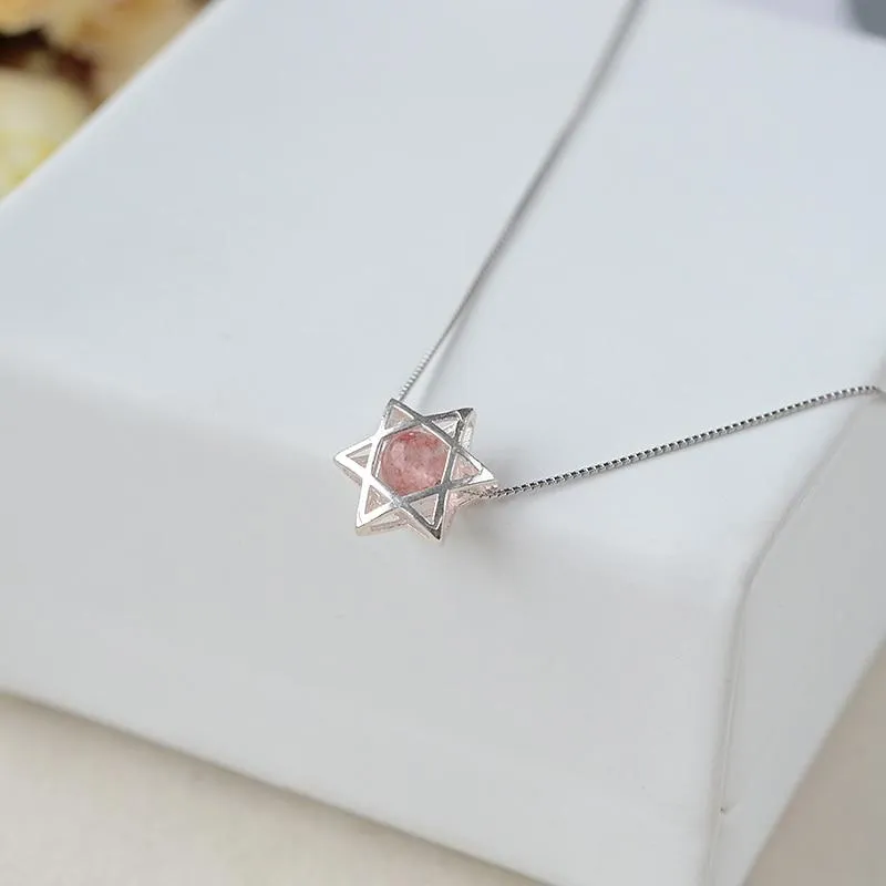 Star of David 925 Sterling Silver Stone Choker Necklaces For Women