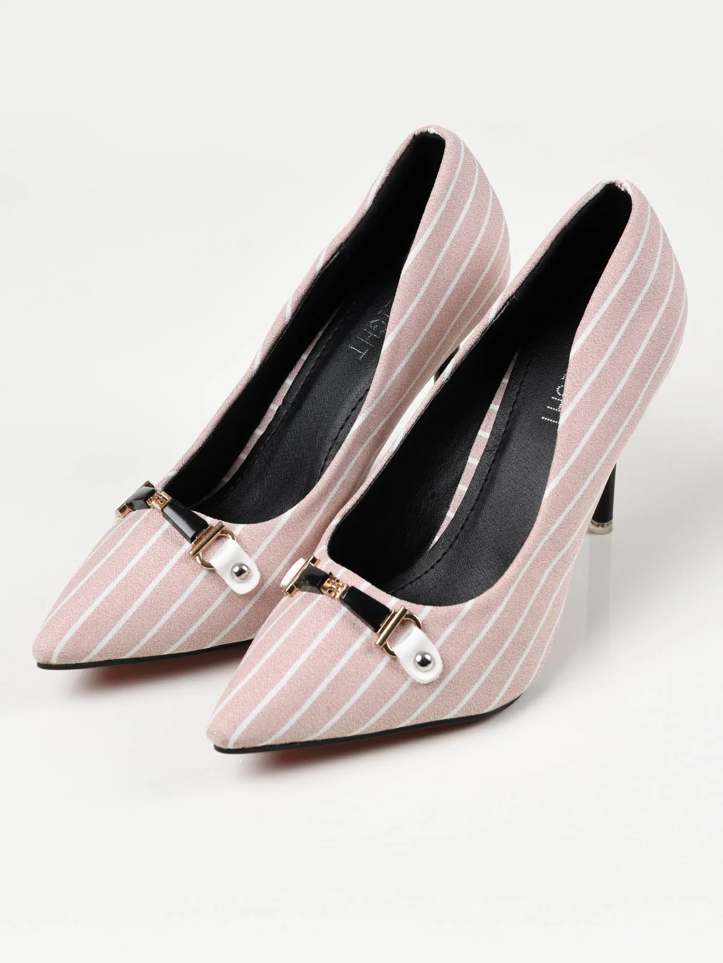 Striped Heels - Baby Pink