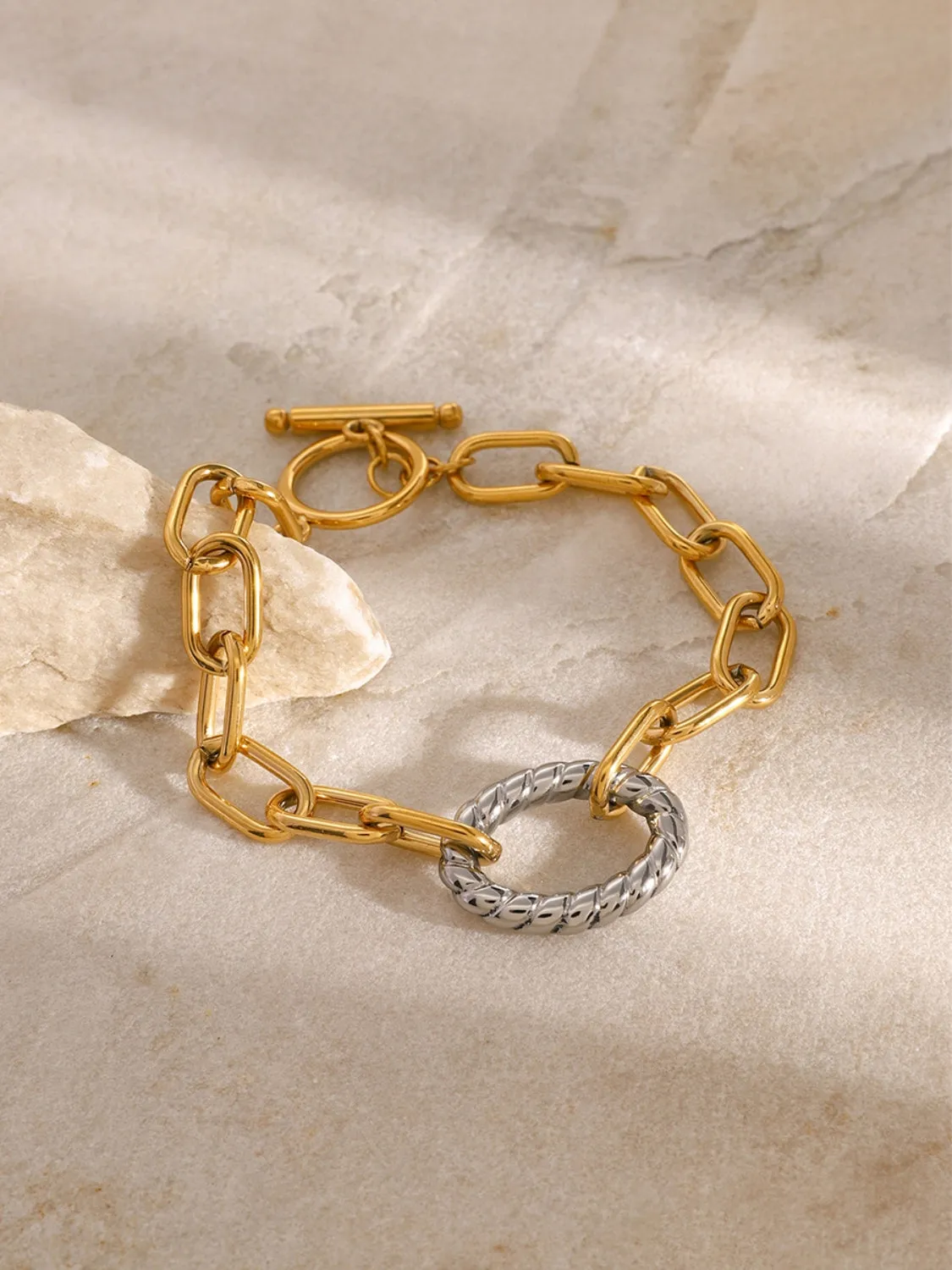 Stunning 18K Gold-Plated Two-Tone Bracelet