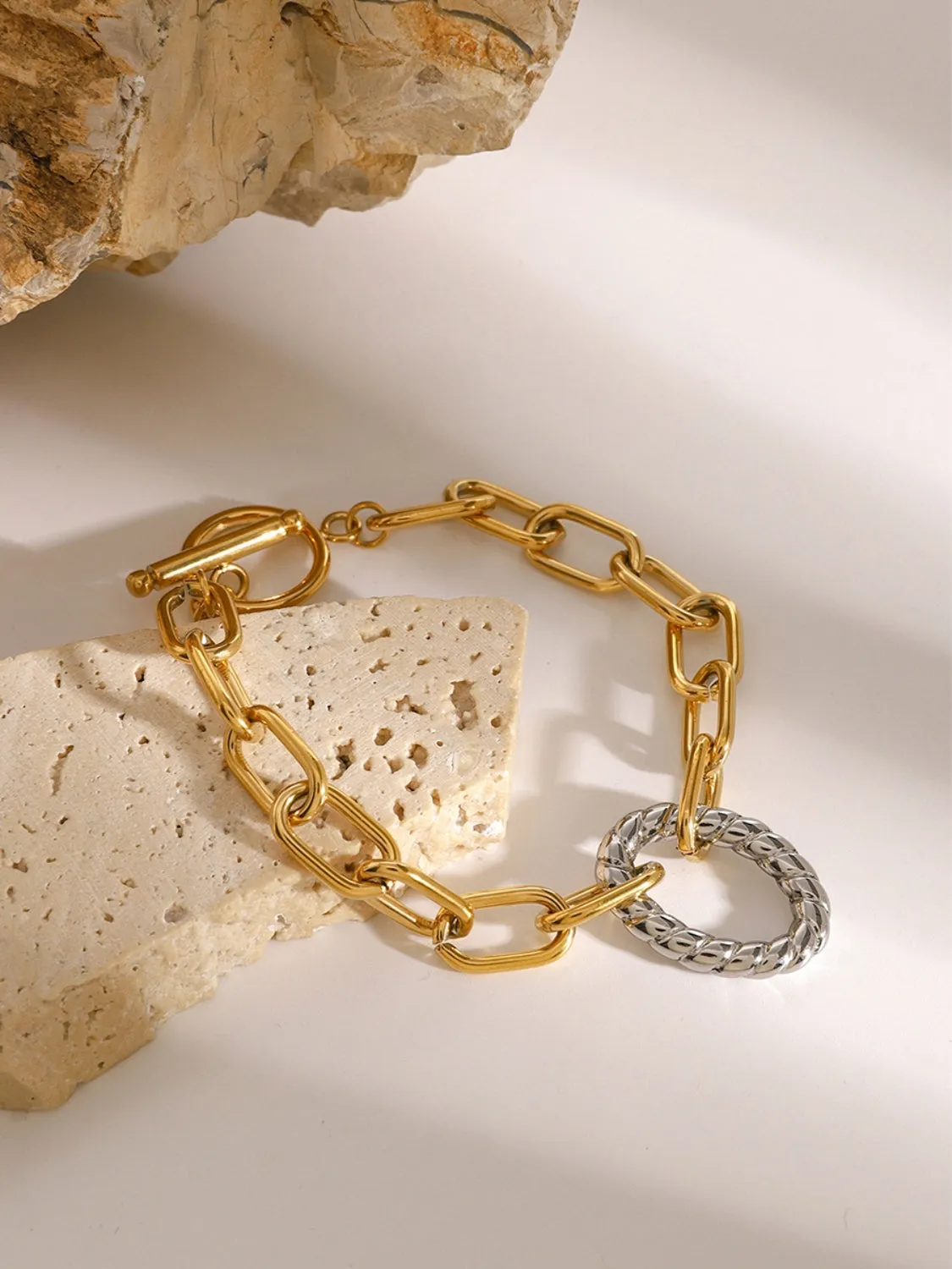 Stunning 18K Gold-Plated Two-Tone Bracelet