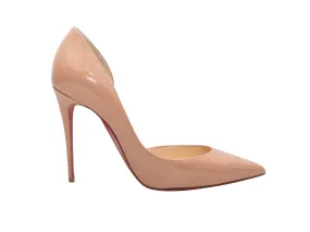 Tan Christian Louboutin Pointed-Toe Patent Pumps Size 37