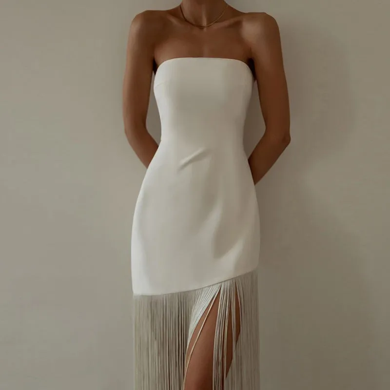 Tassel top slit dress