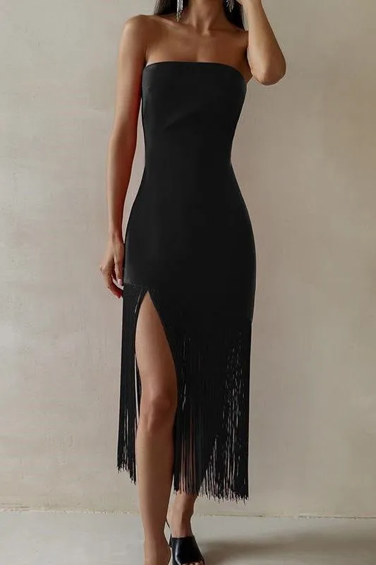 Tassel top slit dress