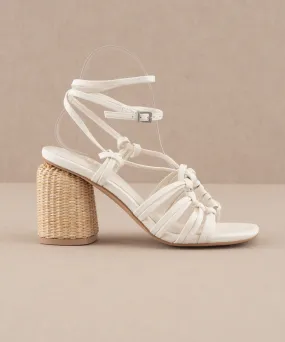 The Monza | White Strappy Basket Weave Heel