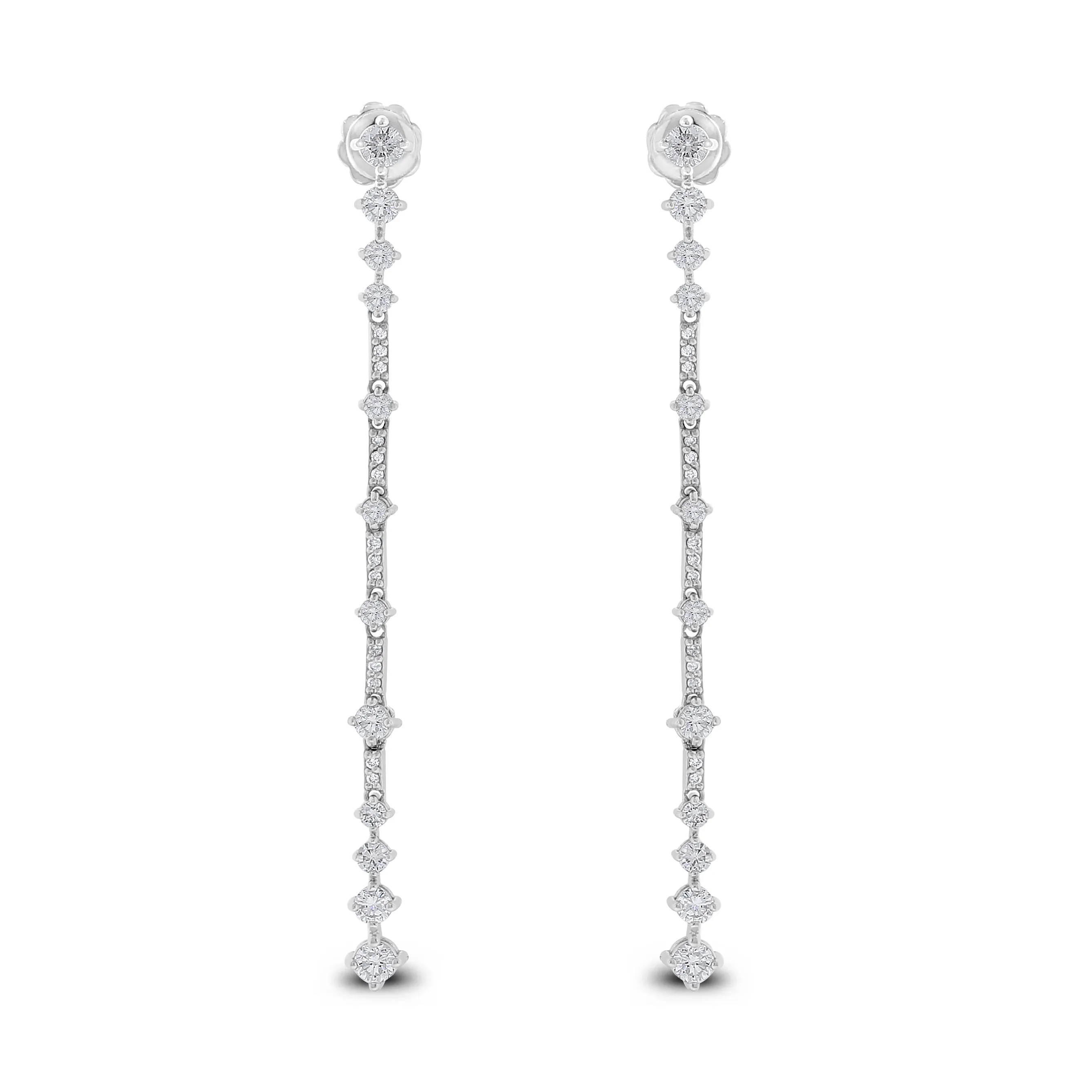 Tug of War Diamond Earrings (1.73 ct Diamonds) in White Gold