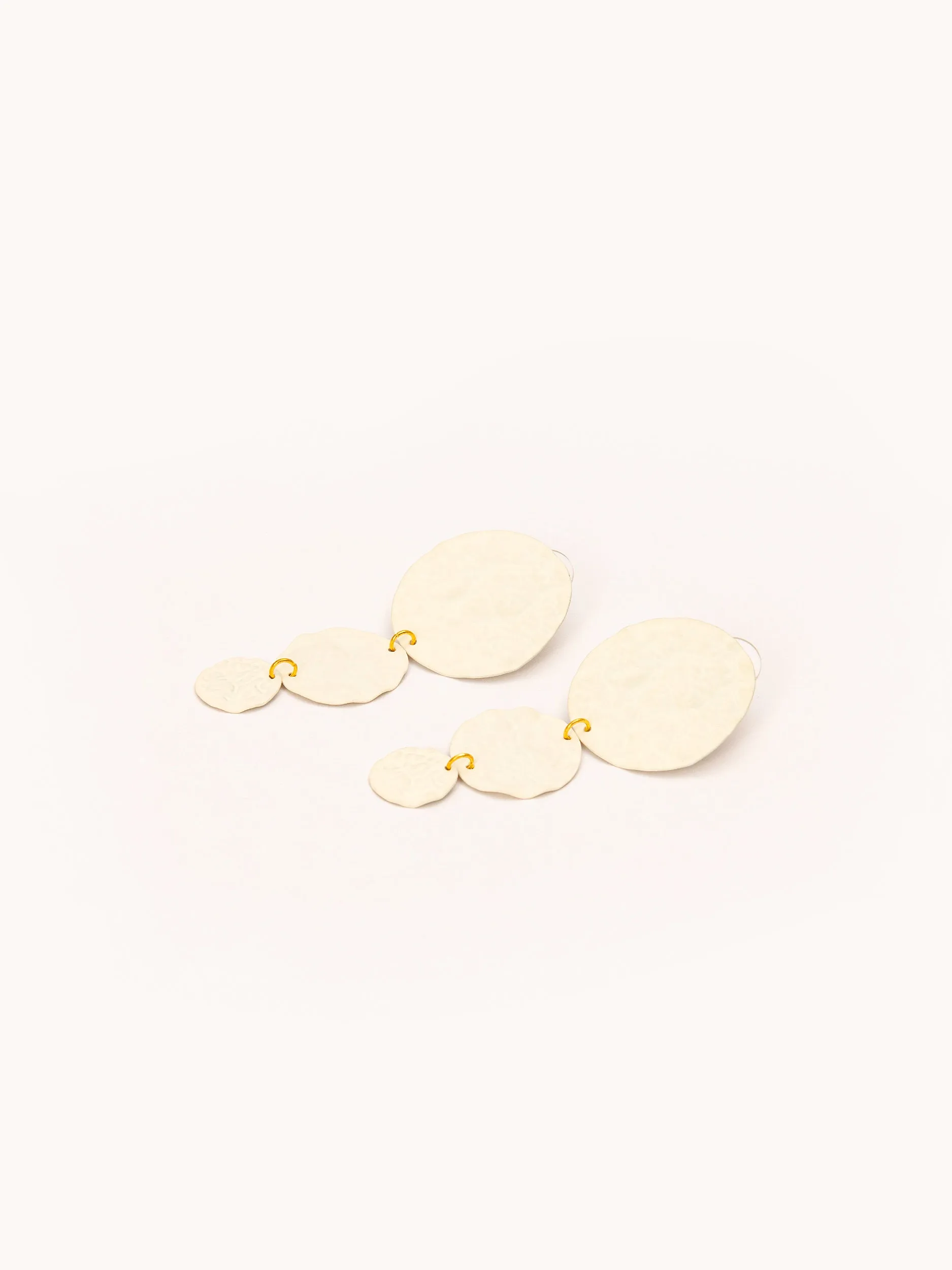 White Circular Earrings