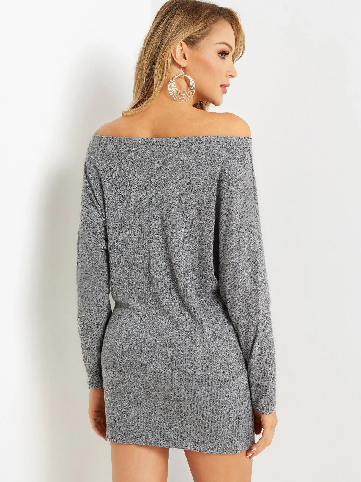 Wholesale One Shoulder Long Sleeve Bodycon Hem Grey Dresses